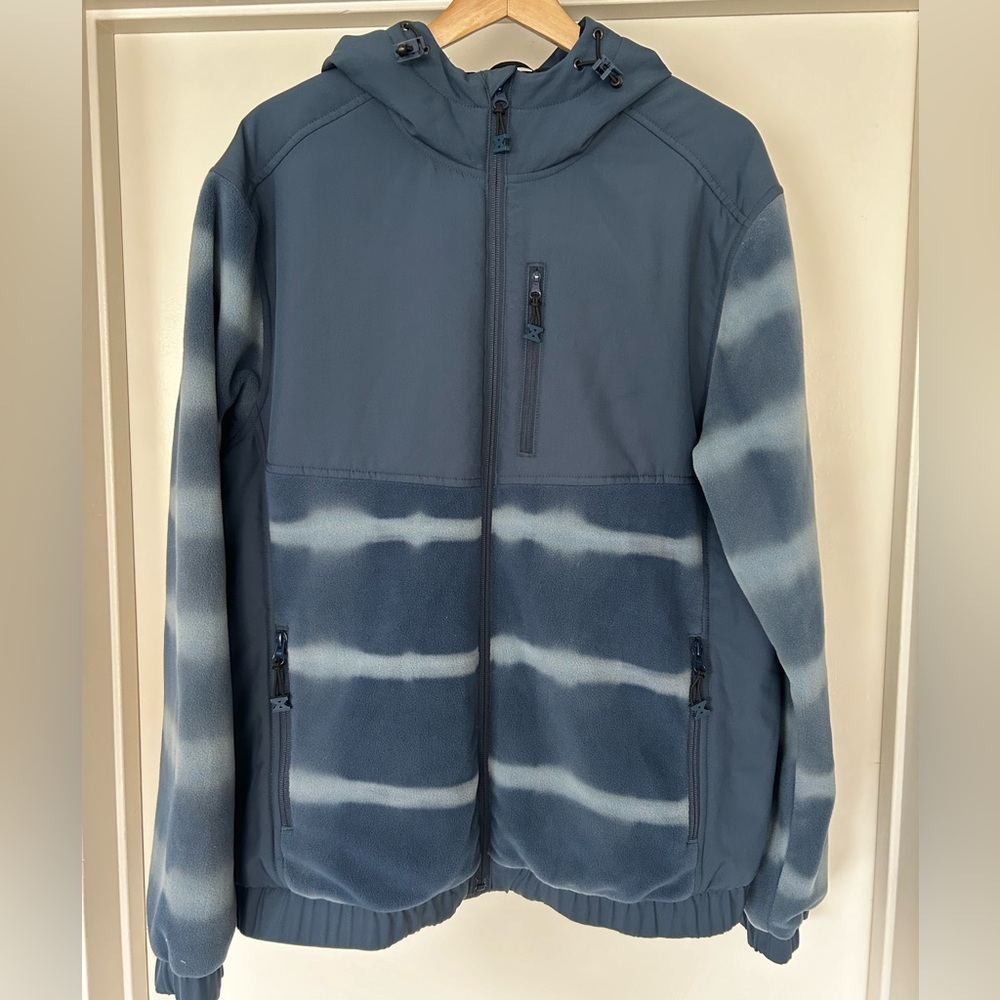 Strauss Hybrid Fleece Blue Tie-Dye Hooded Jacket Men’s Size Medium